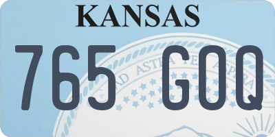 KS license plate 765GOQ