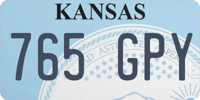 KS license plate 765GPY