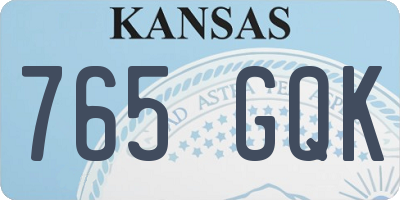 KS license plate 765GQK