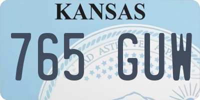 KS license plate 765GUW