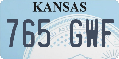 KS license plate 765GWF