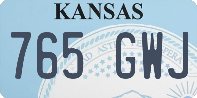 KS license plate 765GWJ