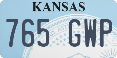 KS license plate 765GWP
