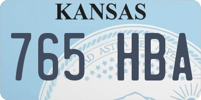 KS license plate 765HBA