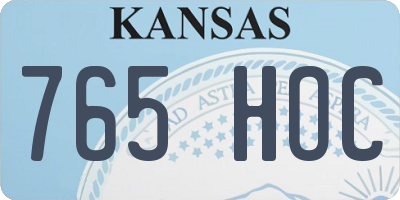 KS license plate 765HOC