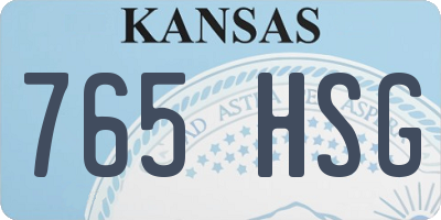 KS license plate 765HSG