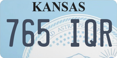 KS license plate 765IQR