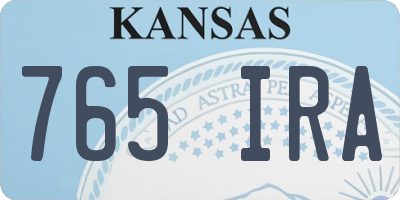 KS license plate 765IRA