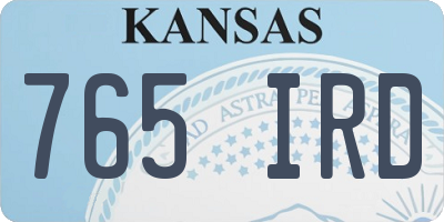 KS license plate 765IRD