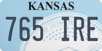 KS license plate 765IRE