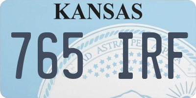 KS license plate 765IRF