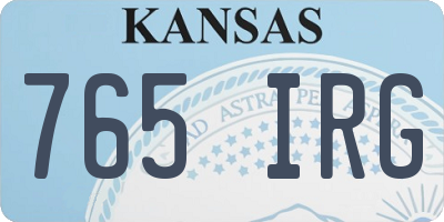 KS license plate 765IRG