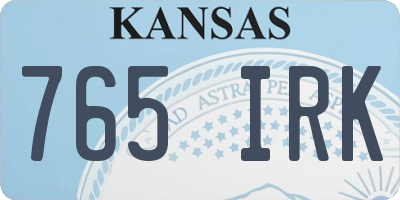 KS license plate 765IRK