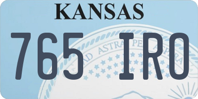 KS license plate 765IRO