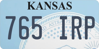 KS license plate 765IRP
