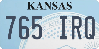 KS license plate 765IRQ