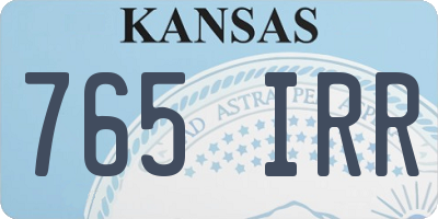 KS license plate 765IRR