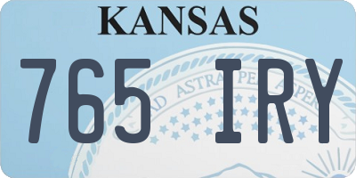 KS license plate 765IRY