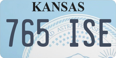 KS license plate 765ISE