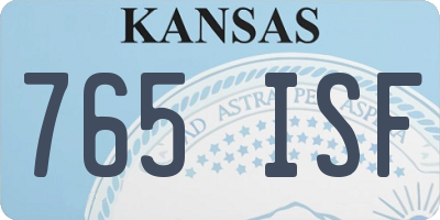 KS license plate 765ISF
