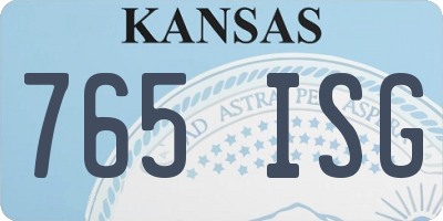 KS license plate 765ISG