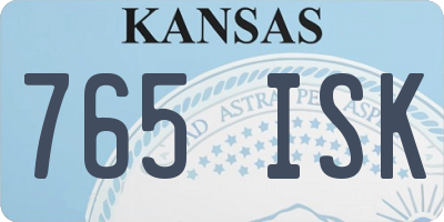 KS license plate 765ISK
