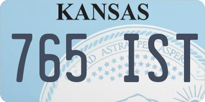 KS license plate 765IST