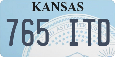 KS license plate 765ITD