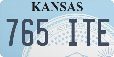 KS license plate 765ITE