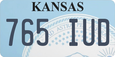 KS license plate 765IUD