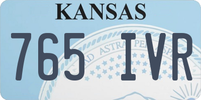 KS license plate 765IVR