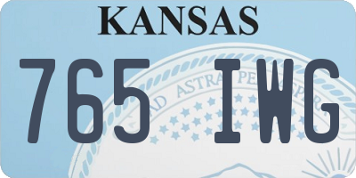 KS license plate 765IWG