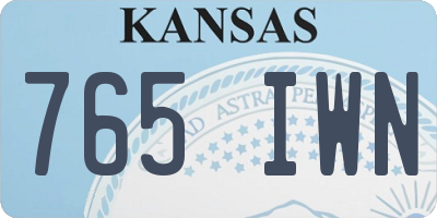 KS license plate 765IWN