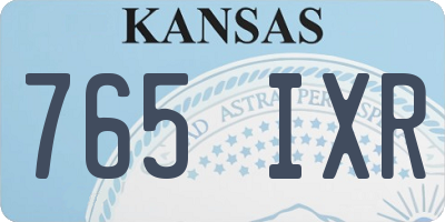 KS license plate 765IXR