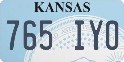 KS license plate 765IYO