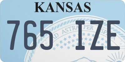 KS license plate 765IZE