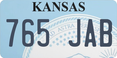 KS license plate 765JAB