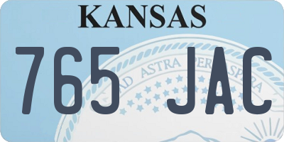KS license plate 765JAC
