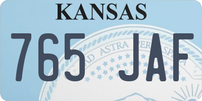 KS license plate 765JAF