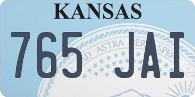 KS license plate 765JAI