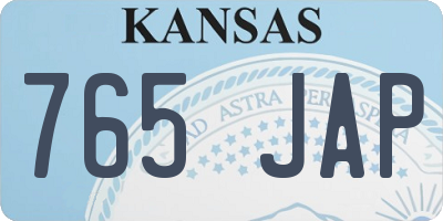 KS license plate 765JAP