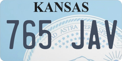 KS license plate 765JAV