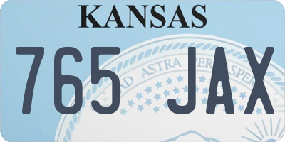 KS license plate 765JAX
