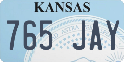 KS license plate 765JAY