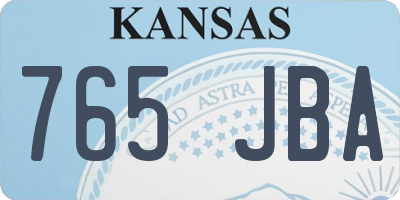 KS license plate 765JBA
