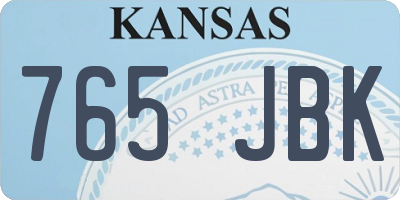KS license plate 765JBK