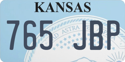 KS license plate 765JBP