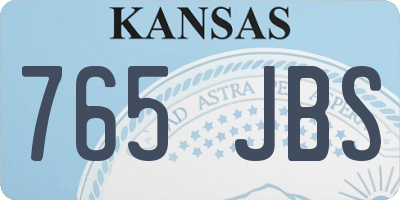 KS license plate 765JBS