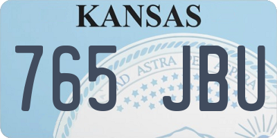 KS license plate 765JBU