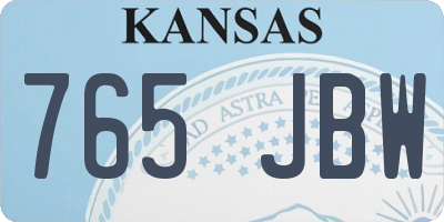 KS license plate 765JBW